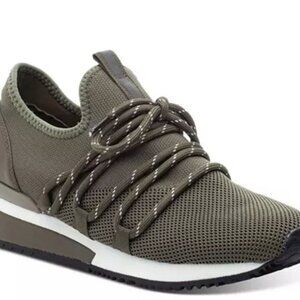 J/Slides Urban Sport Womens Olive Mara Knit Low Top Lace Up Sneakers Shoes 8M